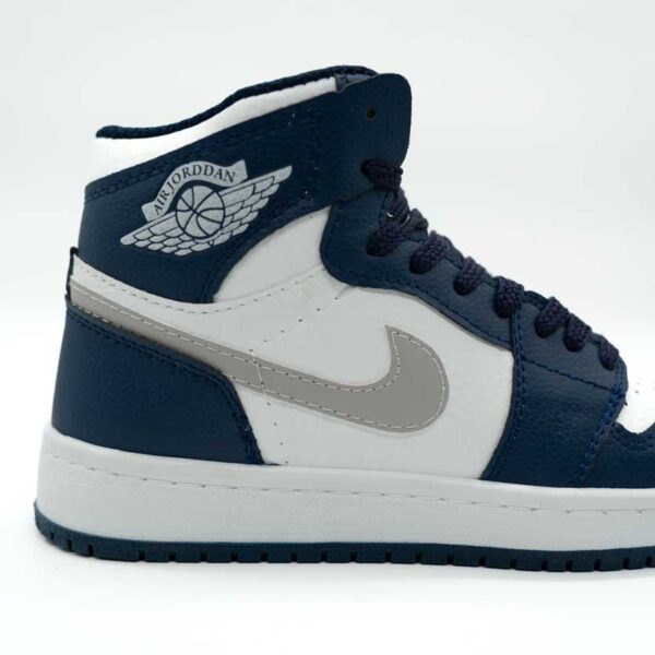 کتونی جردن 1 ساقدار سرمه ای سفید دخترانه